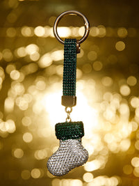 CHRISTMAS SANTA CLAUS BOOT RHINESTONES PENDANT KEYCHAIN