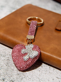 FASHION HEART & BOW RHINESTONES PENDANT KEYCHAIN