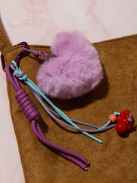 FASHION FUZZY HEART MULTI PENDANT KEYCHAIN