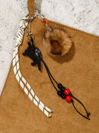 FASHION FUZZY BALL LUCKY GIRL MULTI PENDANT KEYCHAIN