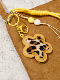 FASHION PU LEATHER ANIMAL PRINT MULTI PENDANT KEYCHAIN