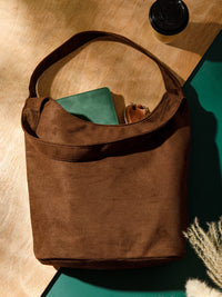 WOMEN'S DOUBLE STRAPS SUEDE TOTE BAG