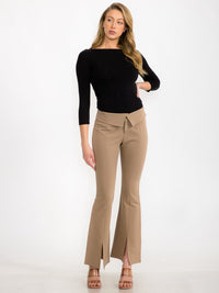 WOMEN'S BUTTON CLOSURE BELL LEG PANTS