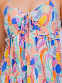WOMEN'S SLEEVELESS MULTI PRINT TIERED MIDI DRESS