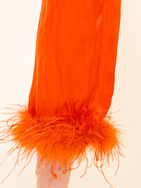 WOMEN'S ELASTIC WAIST FRONT POCKETS FEATHER LEG DETAILED PANTS