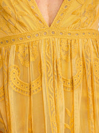 WOMEN'S SHORT SLEEVE V-NECK ALL OVER LACE MAXI DRESS