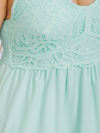 PLUS SIZE SLEEVELESS OPEN BACK LACE FIT & FLARE MINI DRESS