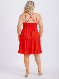 PLUS SIZE SLEEVELESS OPEN BACK LACE FIT & FLARE MINI DRESS