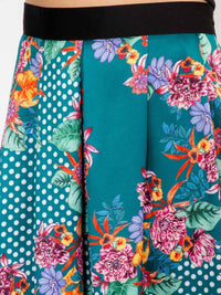 WOMEN'S ZIPPER CLOSURE FLORAL MIDI SKIRT