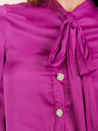 WOMEN'S LONG SLEEVE BUTTON UP COLLAR SCRAF BLOUSE