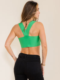 WOMEN'S SLEEVELESS SQUARE NECK BANDGAGE CROP TOP