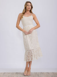 WOMEN'S ADJUSTABLE WAIST CROCHET MIDI SKIRT