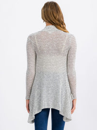 WOMEN'S LONG SLEEVE OPEN FRONT DETAILED POCKETS CARDIGAN