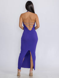 WOMEN'S SLEEVELESS OPEN BACK RIBBED BODYCON MAXI DRESS