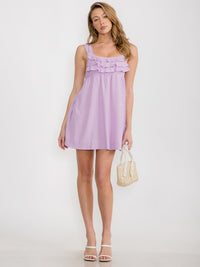 WOMEN'S SLEEVELESS RUFFLE BABYDOLL MINI DRESS