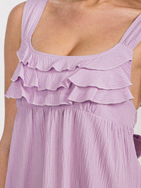 WOMEN'S SLEEVELESS RUFFLE BABYDOLL MINI DRESS