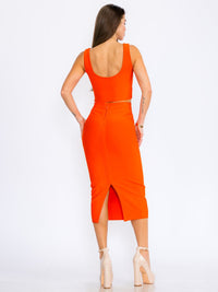 WOMEN'S SLEEVELESS SQUARE NECK BANDAGE CROP TOP