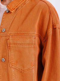 WOMEN'S LONG SLEEVE BUTTON CLOSURE FRONT POCKETS DENIM JACKET