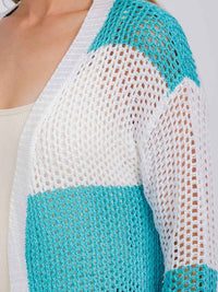 WOMEN'S LONG SLEEVE OPEN COLORBLOCK KNIT CARDIGAN