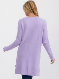 WOMEN'S LONG SLEEVE OPEN FRONT POCKETS CARDIGAN