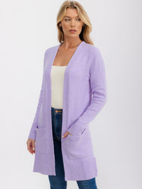 WOMEN'S LONG SLEEVE OPEN FRONT POCKETS CARDIGAN