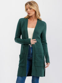 WOMEN'S LONG SLEEVE OPEN FRONT POCKETS CARDIGAN