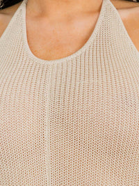 WOMEN'S SLEEVELESS HALTER NECK OPEN BACK KNIT JUMPSUIT