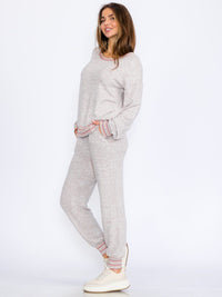WOMEN'S ELASTIC WAIST FRONT POCKETS JOGGER LEG PANTS