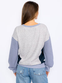 WOMEN'S LONG SLEEVES COLORBLOCK TOP