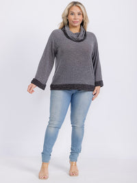 PLUS SIZE LONG SLEEVE TURTLE NECK PULLOVER SWEATER
