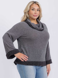 PLUS SIZE LONG SLEEVE TURTLE NECK PULLOVER SWEATER