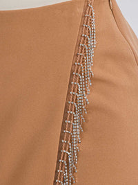 WOMEN'S ZIP UP STUD FRINGE DETAILED MINI SKORT