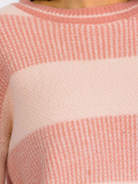 WOMEN'S LONG SLEEVES PULLOVER COLORBLOCK STRIPES SWEATER