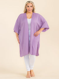 PLUS SIZE SHORT SLEEVE OPEN FRONT CARDIGAN