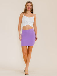 WOMEN'S ELASTIC WAIST RIBBED MINI SKIRT