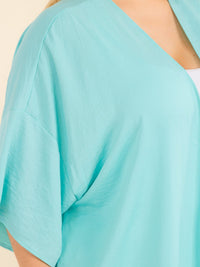 PLUS SIZE SHORT SLEEVE OPEN FRONT CARDIGAN