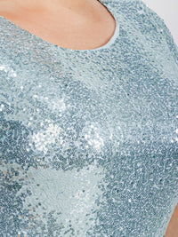 PLUS SIZE SHORT SLEEVE BODYCON SEQUINS MAXI GOWN DRESS