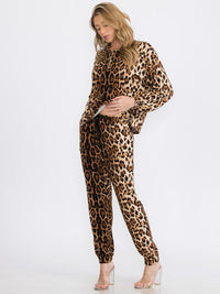 WOMEN'S LONG SLEEVE TOP & ELASTIC WAIST PANTS ANIMAL PRINT 2PC. SET