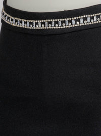 WOMEN'S ZIP UP STUDS TRIM DETAILED BANDAGE MINI SKIRT
