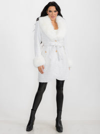 WOMEN'S LONG SLEEVE BUTTON CLOSURE FRONT POCKETS REMOVABLE COLLAR TWEED SEQUINS COAT