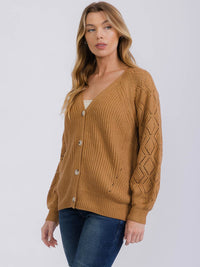 WOMEN'S LONG SLEEVE BUTTON CLOSURE KNIT CARDIGAN SWEATER