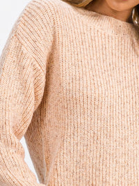 WOMEN'S LONG SLEEVE BACK DETAILED KNIT PULLOVER SWEATER