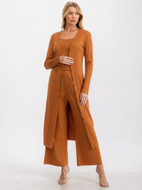 WOMEN'S LONG SLEEVE BUTTON UP RIBBED CARDIGAN