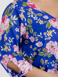 PLUS SIZE 3/4 SLEEVES V-NECK FLORAL PRINT BLOUSE