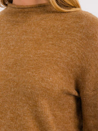 WOMEN'S LONG SLEEVES MOCH NECK PULLOVER SWEATER