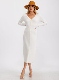 WOMEN'S LONG SLEEVE BUTTON UP RIBBED CARDIGAN