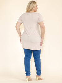 PLUS SIZE SHORT SLEEVE FRONT POCKETS BASIC TOP