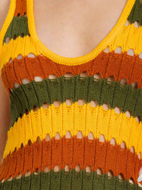 WOMEN'S SLEEVELESS COLORBLOCK BODYCON KNIT MAXI DRESS