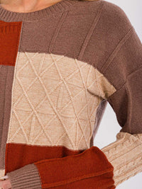 WOMEN'S LONG SLEEVES PULLOVER COLORBLOCK SWEATER