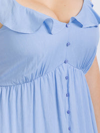 PLUS SIZE SLEEVELESS BUTTONS TIERED RUFFLE MAXI DRESS